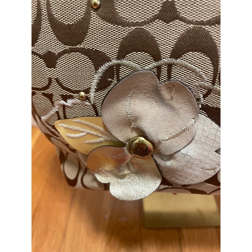 Coach Bleecker Tote Bag Floral Applique Signature Canvas Gold Trim F16276 - Picture 4 of 11